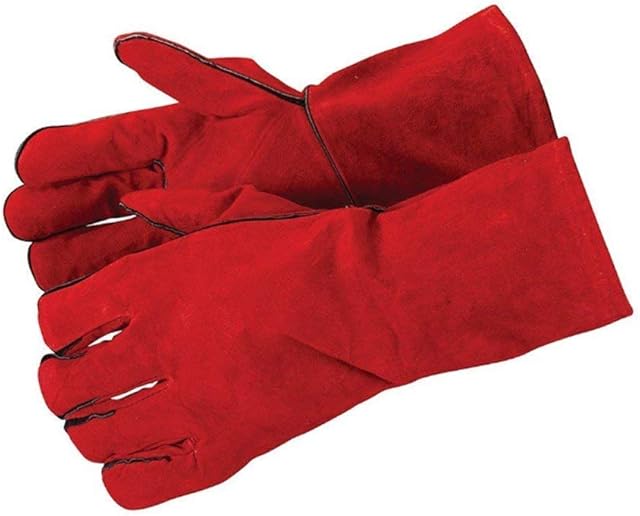 FZTEY Red Heat Resistant Guant, Welding High Temperature Gloves, Stove Long Lined Welders Ultimate Thermal Gauntlets For BBQ(Red)