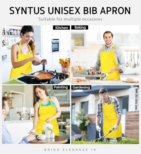 Image of Syntus Apron for Men Women, Adjustable Cooking Kitchen Chef Aprons with 2 Pockets