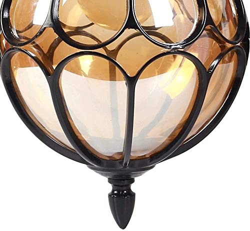 Lámpara colgante de techo impermeable E27 para exterior globo de vidrio aluminio villa 5