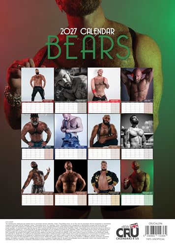 Calendario 2027 de Hairy Men/Bears A3 el regalo original de estética masculina con espiral 2