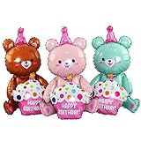MASCARE 6PCS Cute Cake Bear Aluminum Foil Balloon Inflatable Animal Balloon Party Decoration Supplie