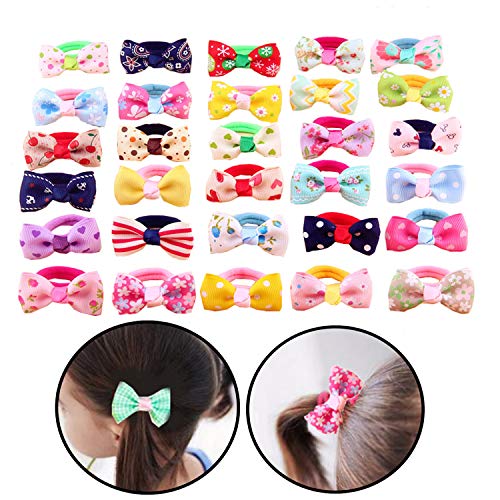 DoTebpa 60Pcs 30 pairs Hair Bow Ties,Hair Ties for Girl,Girls Bow Elastic Ties,Toddler Hair Accessories