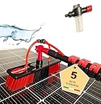CleanFastX Italia | Kit Pulizia Pannelli Fotovoltaici | Estensibile 5 Metri | Idrospazzola ALINEAR per Lavaggio Tapparelle Vetrate Camper Auto Barca Pannelli Solari | Dispenser di Sapone Integrato