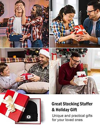 Bluetooth Beanie Hat With Light, Unisex Usb Rechargeable 4 Led Headlamp Cap With Wireless Headphones, Unique Christmas Birthday Gifts For Men Him Husband Teen (Black) #TOP5