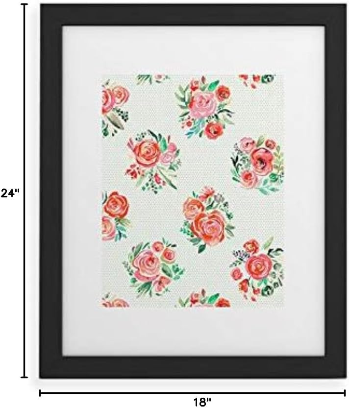 Deny Designs Ninola Designs Framed Art Print, Black Classic (18" x 24"), Orange Sweet Roses Bouquet Watercolor