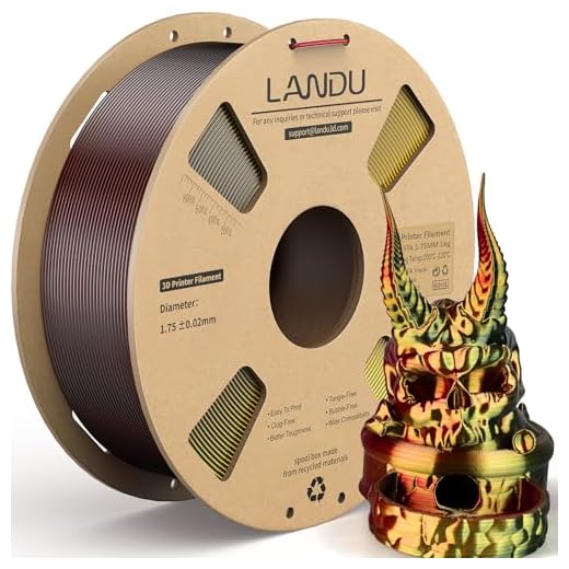 LANDU Silk Tri-Color PLA Filament 1.75mm 1Kg, Triple Color Silk PLA Filament, Silk Rainbow PLA Filament, Neatly Wound 3D Printer Filament, 3 in 1 Multi Color Filament +/-0.02mm, Silk Black Red Gold