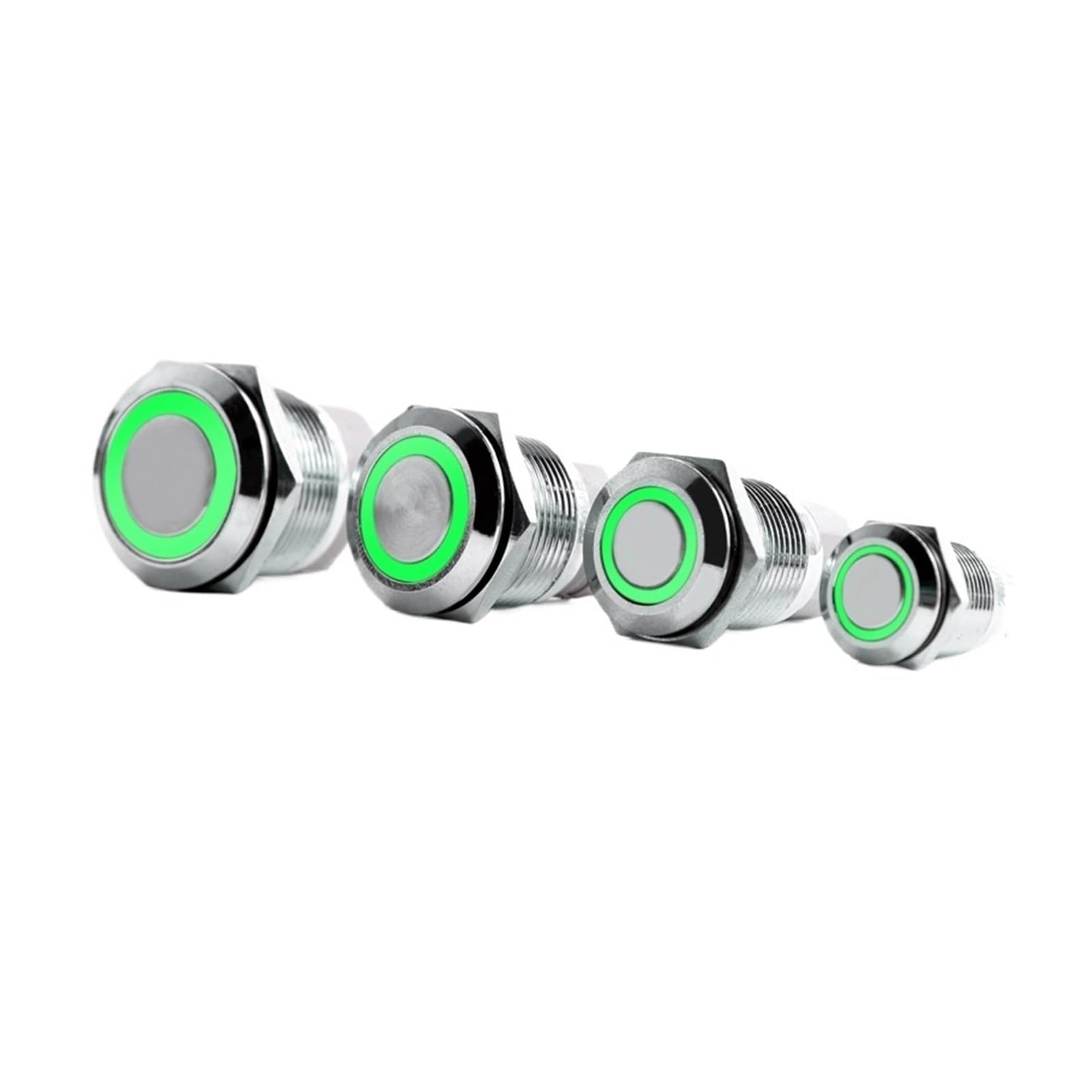 FJSAYDYW 1PCS Flat Head LED Metal Button Waterproof(Green,16MM_FIXED_12-24V)