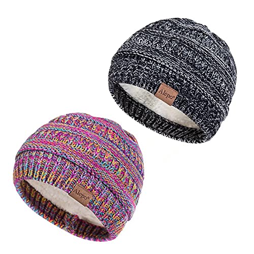 Image of Alepo 3 Pack Baby Beanie Hats for Girls Boys, Soft Warm Fleece Lined Baby Winter Hat for Newborn Infant Toddler Kids, Cute Cozy Knitted Beanie Cap for Cold Weather-16