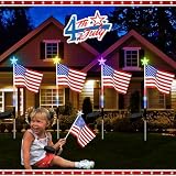 FISHOPE US Flag Solar Garden Lights, 7 Color Changing American Flag Light 4th of July Decorations Lights Patriotic Solar Lights Outdoor for Independence Day Memorial Day Garden Yard - 4 Pack