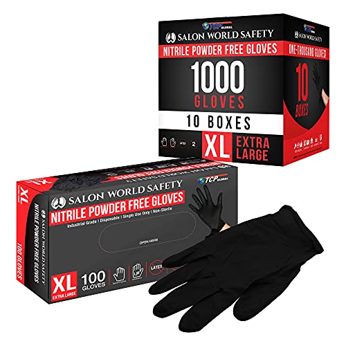 Gants jetables en nitrile noir XL Salon World Safety lot de 1000