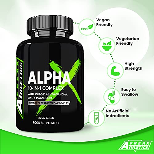 Alpha X Testosterone Supplements for Men - Testosterone Booster for Men 120 Capsules - 10 Powerful Ingredients & Vitamins Including KSM-66 Ashwagandha, Zinc, Maca Root Extract - Made in The UK - Image 5