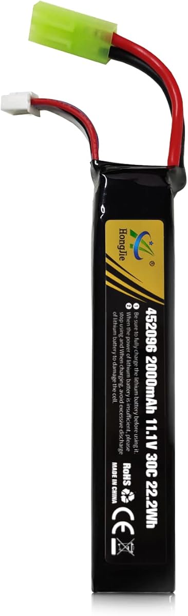 RunCam 11.1V LiPo Airsoft Battery 2000mAh 30C 3S Rechargeable Battery with Mini Tamiya Connector for Airsoft Guns Airsoft Rifle