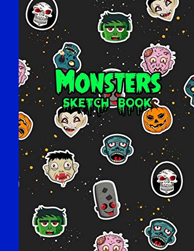 Monsters Sketch Book: Cool Halloween Monsters Drawing Pad Large 8.5 x 11inch Sketchbook