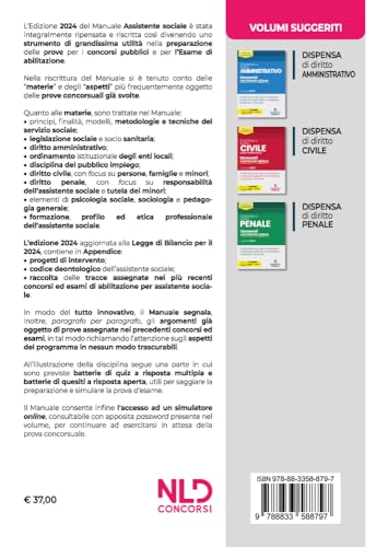Assistente Sociale 2024. Manuale + Test Di Verifica Per La Preparazione All'esame Di Abilitazione E Ai Concorsi. Nuova Ediz. Con Espansione Online - 2