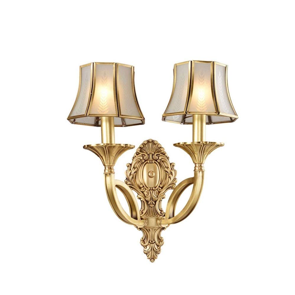 HPTHLY Wall Mounted Light Wall Lamp Simple Copper Glass Golden Brass Wall Light,E14 Copper Wall Lamp Bedroom Bedside Glass Sconces Hotel,Restaurant,Clubhous