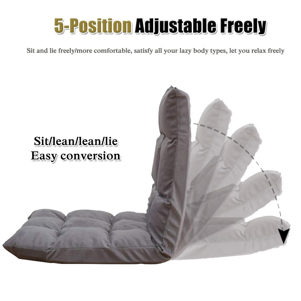 Silla plegable de suelo ajustable en 6 ángulos, esponja de alta resistencia, agradable al tacto, lavable, diseño ergonómico, ideal para leer, meditar, yoga