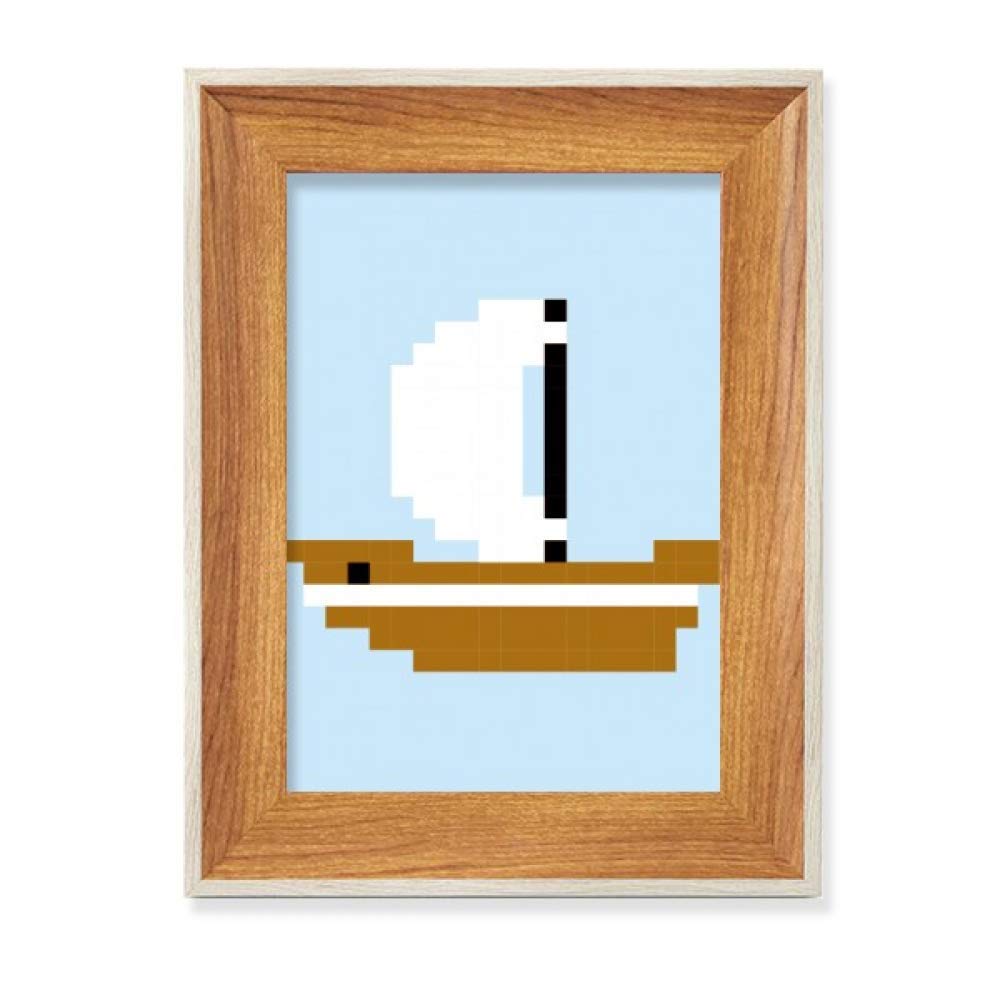 Cadre photo bois bureau voilier mer pixel tableau art peinture salon