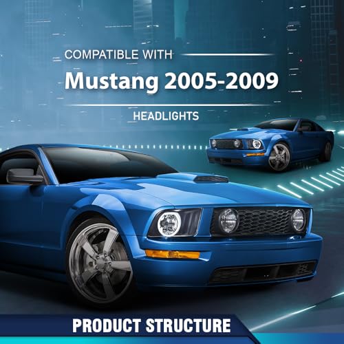PIT66 2005–2009 Ford Mustang LED Headlights | Smoked Black Housing - Image 3