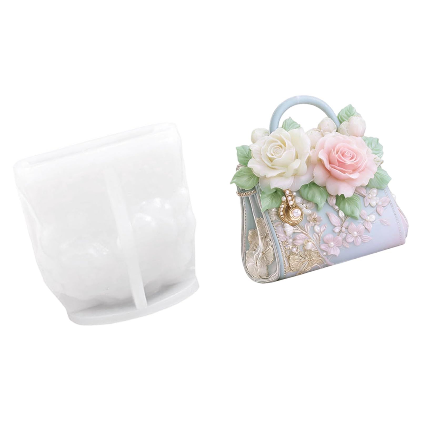Qusinfc Handbag Shape Silicone Molds Multipurpose Silicone for Soap Home Decoration Resin Casting Elastomer Purse Cast