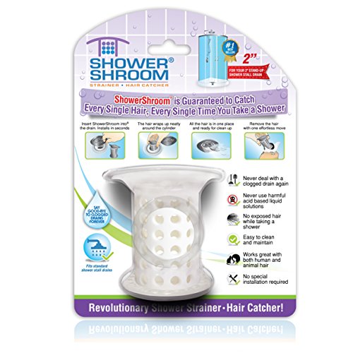 ShowerShroom Revolutionary 2" Stand-up Shower Stall Drain Protector Hair Catcher/Strainer 2", White