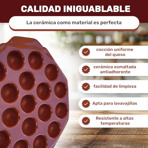 Miniatura 4 de Provolonera Fundir Queso Provolone Ceramica Terracota 19 Cavidades Parrilla Horno Microondas Queso Fundido Caracoles.Acompañar Al Asado, Barbacoa, Bbq, Picada Comer O Cenar. Provoleta Provolera
