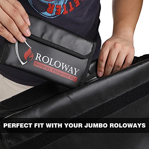 Image of ROLOWAY Small Fireproof Bag (5 x 8 inches), Non-itchy Fireproof Money Bag for Cash, Valuables, Passport, Currency & Keys (2-Pack Black)