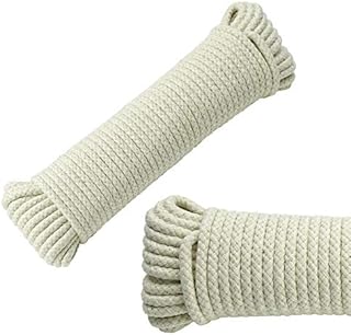 WINSOME All-Purpose Natural Braided Cotton Rope (20M/66ft) 4MM with Synthetic Polypropylene Core Clothesline