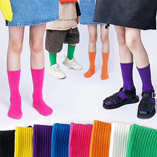 Madcap Little Girls Crew Socks Cotton Colorful Mid-Calf Scrunch Long Socks For Kids Boys Pack Of 8 (Medium) #TOP5