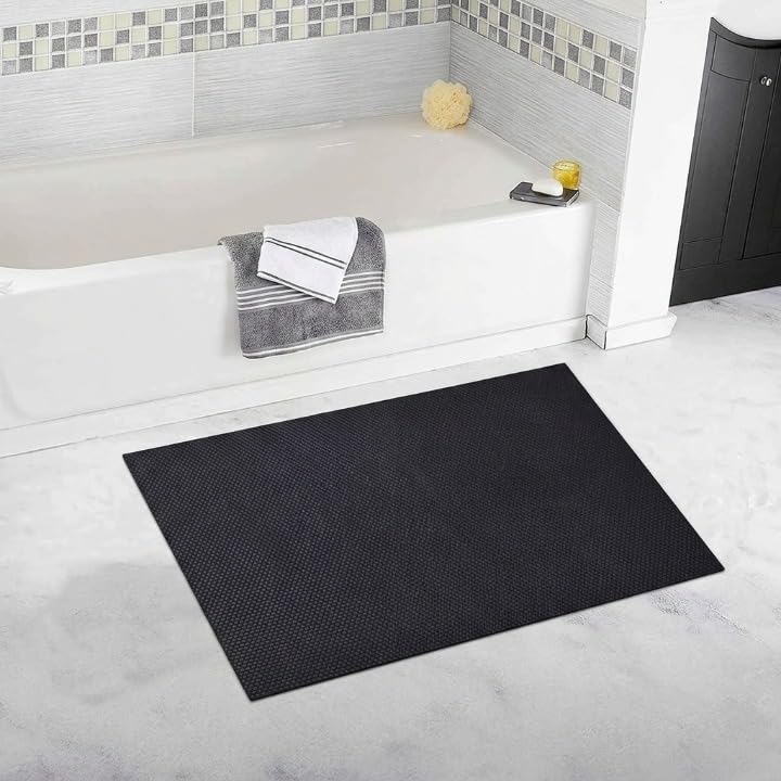 Image of TIB Anti Skid & Multipurpose PVC Rubber Mat for Floor, Swimming Pool Mat, Shower Mat, Carpet, Rainmat, Bathroom Mat, Waterproof Entrance Doormat, 2X10 Feet Black