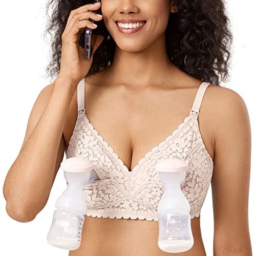 Image of MOMANDA Women's Pumping Bra Hands Free Cute Lace Support Nursing Bras for Maternity Breast