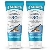 Badger Mineral Sunscreen Cream SPF 30, Zinc Oxide Sun Care, 98% Organic, Reef Safe, Water Resistant, Unscented Face and Body Sunscreen Travel Size, 2.9 fl oz, 2-Pack