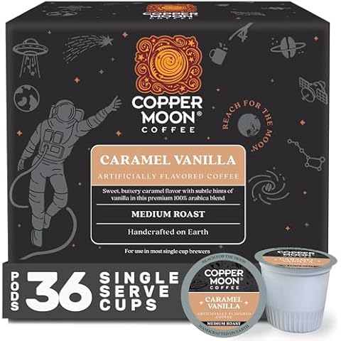 Copper Moon Single Serve Coffee Pods for Keurig K-Cup Brewers, Medium Roast, Caramel Vanilla Blend, 36 Count Cover