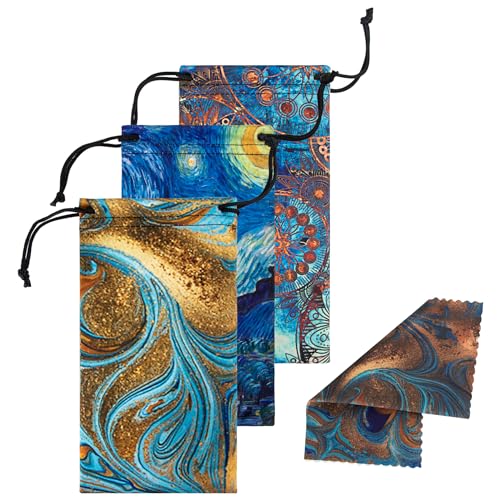 Image of Soft Eyeglass Pouch 3 Pack - Microfiber Screen Cleaning Bag Pouch for Glasses