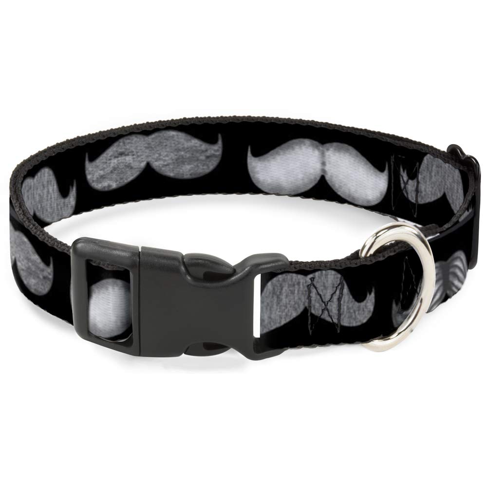 Collar para perro con clip ajustable en paseos urbanos diseño divertido bigotes negro 13-18 pulgadas