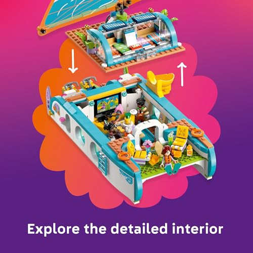 LEGO Friends Travel Boat Adventure Pretend Play Building Toy - Toy Boat Playset with Playful Dolphin Figurines and 4 Minidolls - Birthday Gift Idea for Girls and Boys, Ages 8 and Up - 42664 - image 3