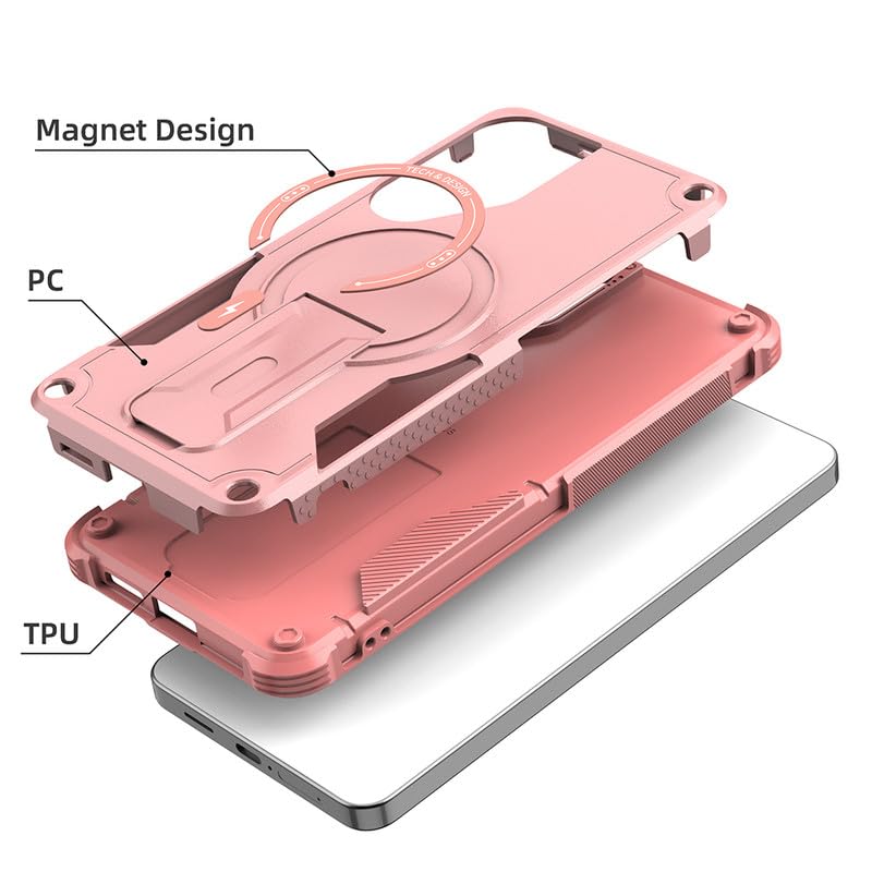Image of US LITE Back Cover for Samsung Galaxy S26 Plus with Portable Kickstand | MagSafe Compatible Magnetic Case | Shockproof Military Grade Protection | Extreme Protection Phone Cover - Pink