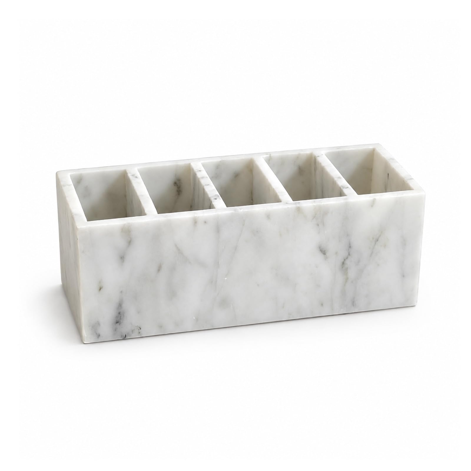 SIRIZEN-DIVING Marble Pen Holder, White Stone, Rectangular Desktop Organizer for Office Study (white 5 layers) — image 1