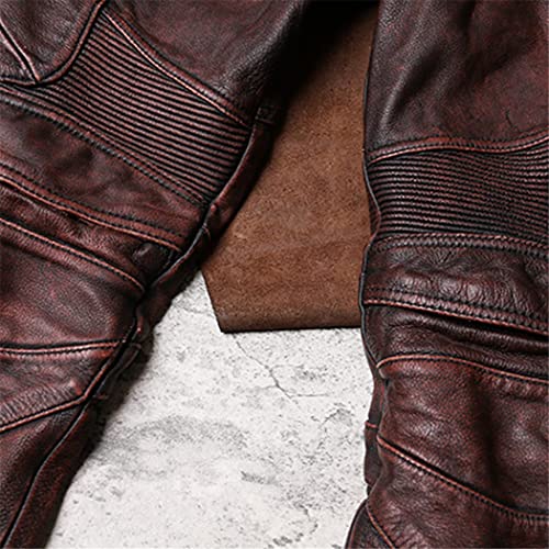 Haitpant Vintage Brown Men Biker's Leather Trousers Large Size Cowhide Leather Autumn Slim Fit Motorcycle Pants steampunk buy now online Haitpant Vintage Brown Men Biker's Leather Trousers Large Size Cowhide Leather Autumn Slim Fit Motorcycle Pants steampunk buy now online