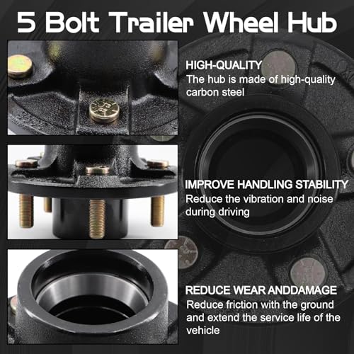 image for Ruikarhop 5 Lug Trailer Wheel Hub Kit,3500 LB-5 X 4.5 Trailer Axle Kit