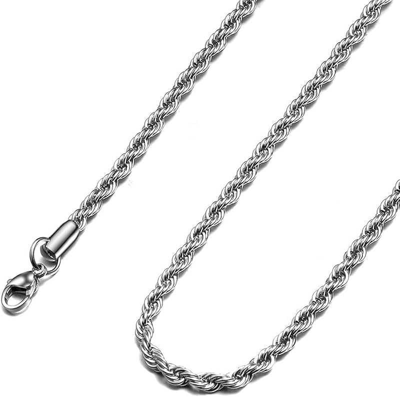 24K Gold Plated Rope Chain Stainless Steel Twist Chain Necklace Men Women