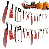 24PCS Halloween Party Decorations Banners - Halloween Decor Props Horror Movie Decor for Creepy Movie Themed Party,Carnival Decorations,Scary Garland Decor for Haunted House,Bar,Escape Room,Home