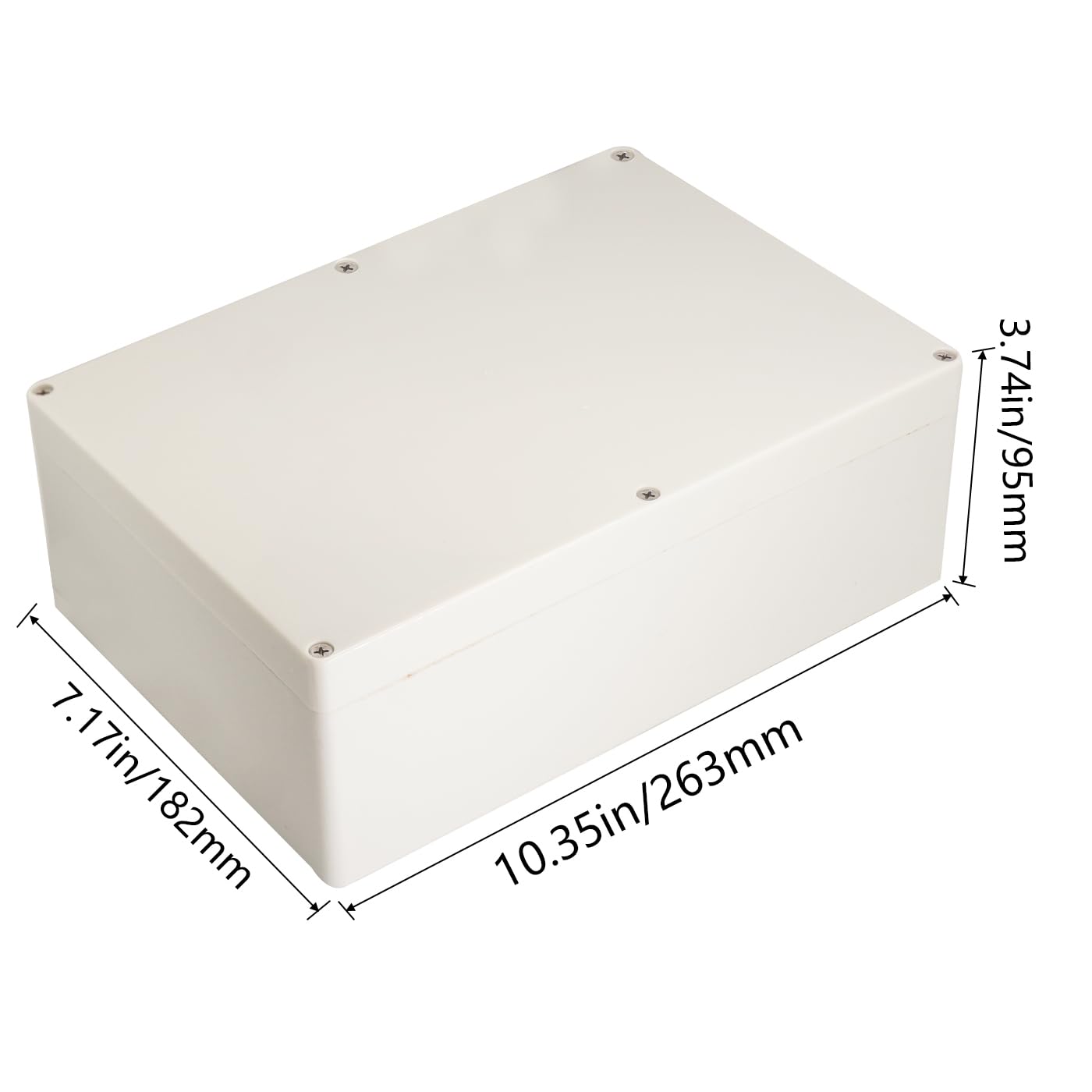 Project Box IP65 Waterproof Junction Box ABS Plastic Electrical Boxes DIY Electronic Project Case Power Enclosure White 10.35x7.17x3.74 inch (263 x 182 x95 mm)