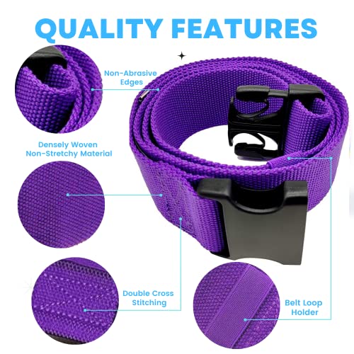 Gait Belt With Plastic Buckle By Liftaid - Transfer And Walking Aid With Belt Loop Holder For Assisting Therapist, Nurse, Home Care - 60"L X 2"W (Purple) #TOP1