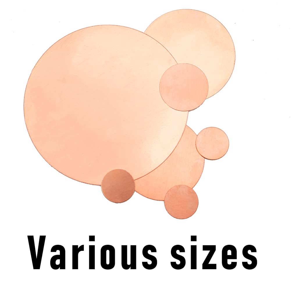 5 Pcs Pure Copper Round Plate, 18 Gauge 0.04" Thickness x 4" Diameter, Copper Metal Sheet for Crafts