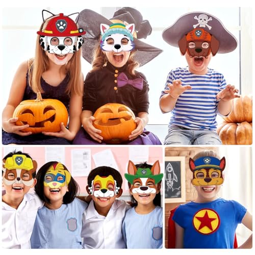 Image of PATPAT 12pcs Cartoon Woof Team Party Mask for Kids, Cute Animal Masks for Kids Roleplay, Playful Party Prop Paper Masks for Kid Cosplay Half Face Mask for Children's Day, Birthday