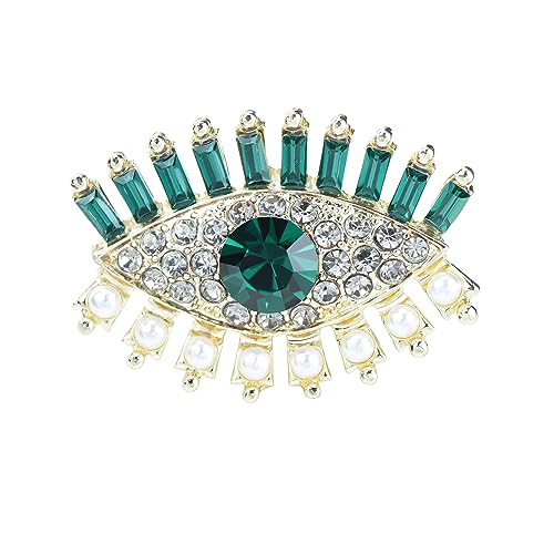 Image of Retro Evil Eye Brooch Fashion Unique Crystal Pearl Abstract Eyes Brooches Pin Badge for Women Bridal Jewelry Gift