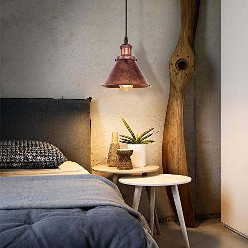 Farmhouse-Copper-Pendant-Light-Rustic-Cone-Shade-Mounted-Fixture-Hanging-Ceiling-Lamp-Antique-Painted-Copper-Finish-Small-Light Farmhouse Copper Pendant Light Rustic Cone Shade Mounted Fixture Hanging Ceiling Lamp Antique Painted Copper Finish Small Light