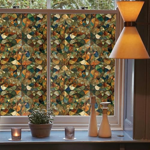 Vinilo decorativo mosaico marrón verde 15.7 x 118 in miniatura 3