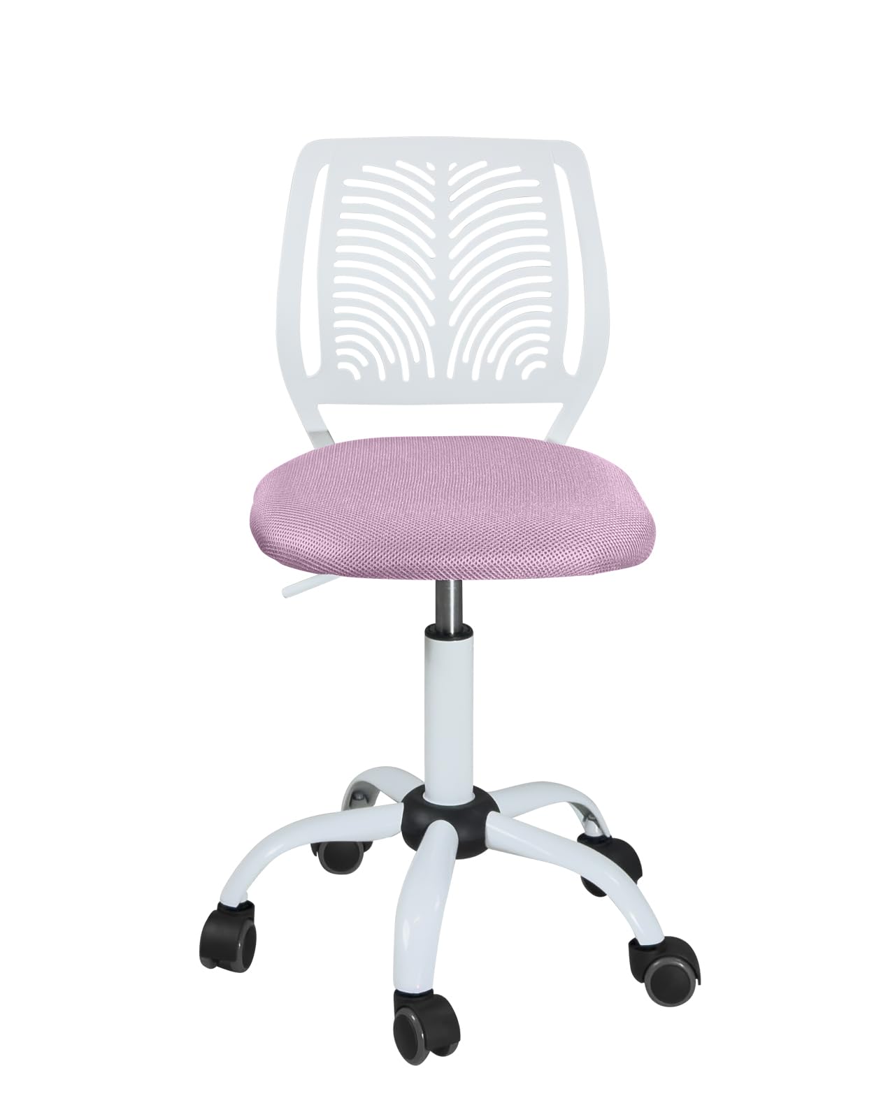 KAYELLES Chaise de Bureau Enfant Junior SAWI Blanc Rose | Réglable en Hauteur, Assise Mesh Respirant, Dossier Ajouré, Pivotante 360°, Roulettes Souples