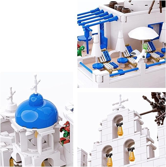 サントリーニ島風 ミニチュアハウス オブジェ Amazon.co.jp: モジュラーハウス構築キット、2503個世界有名なランド